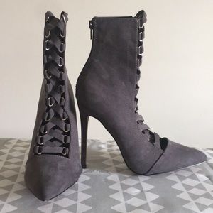 Gray Lace Up Booties. Never been worn. No box.